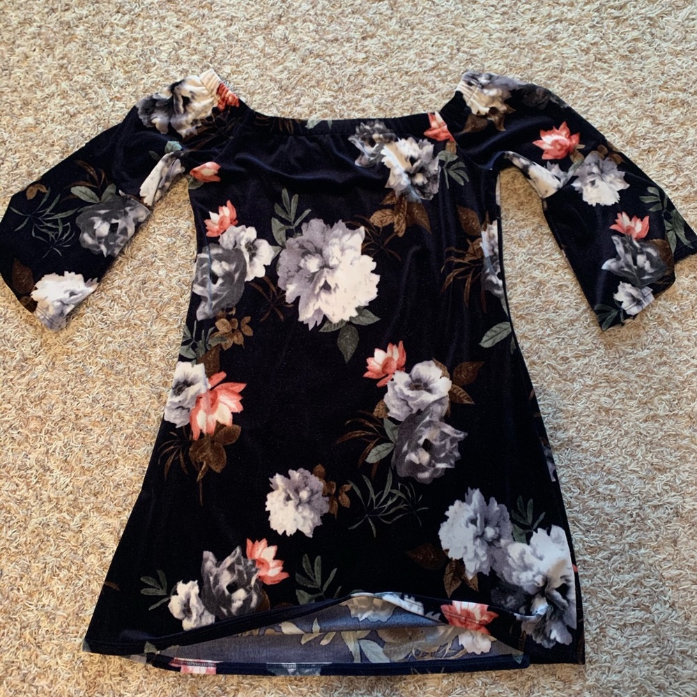 Velvet off the shoulder mini dress